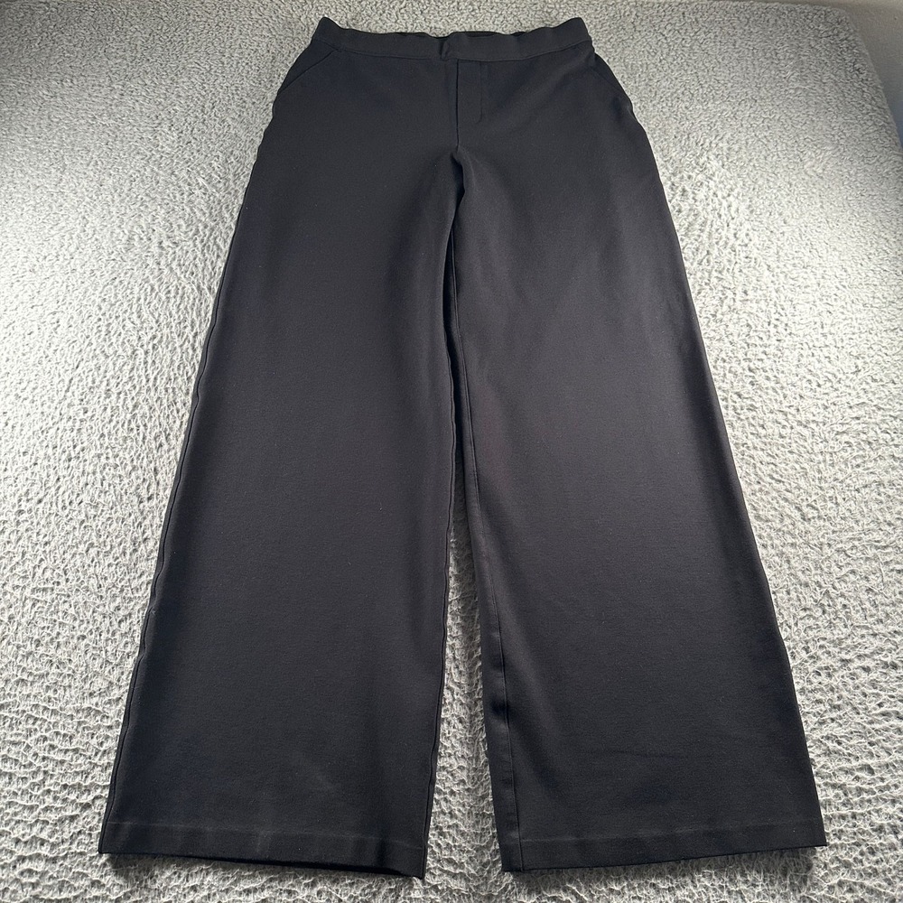 Spanx Pants Womens M Black Wide Leg Pull On Ponte Flare‎ Trouser Office Casual